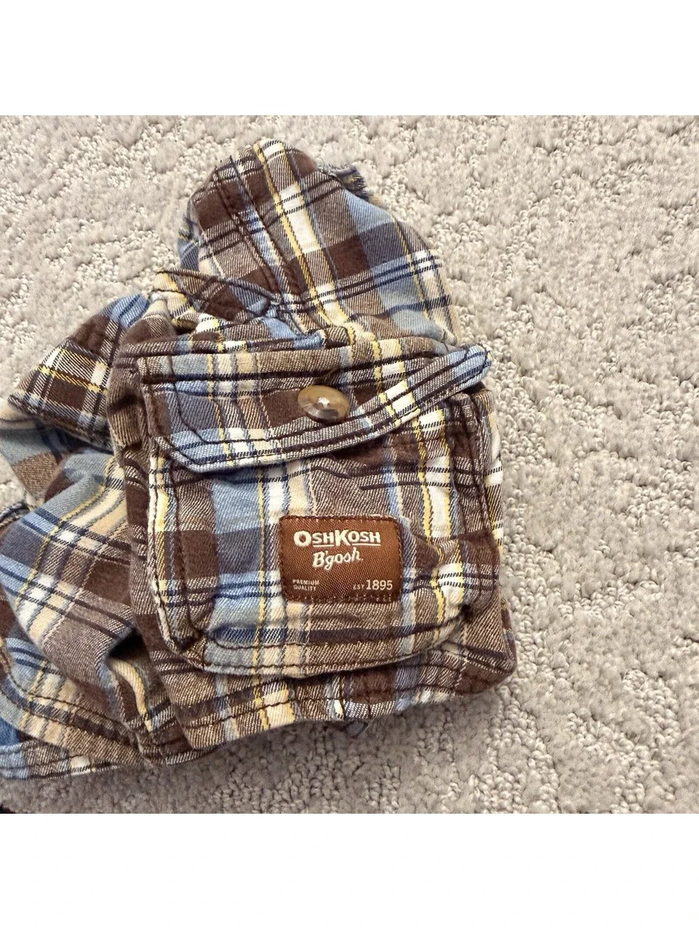 OshKosh B'gosh Boys 18M Plaid Cargo Cotton Pull-On Shorts Pockets